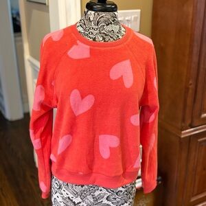 Z Supply I'm Yours Heart Long Sleeve Top In Hot Stuff Hot - Size Medium